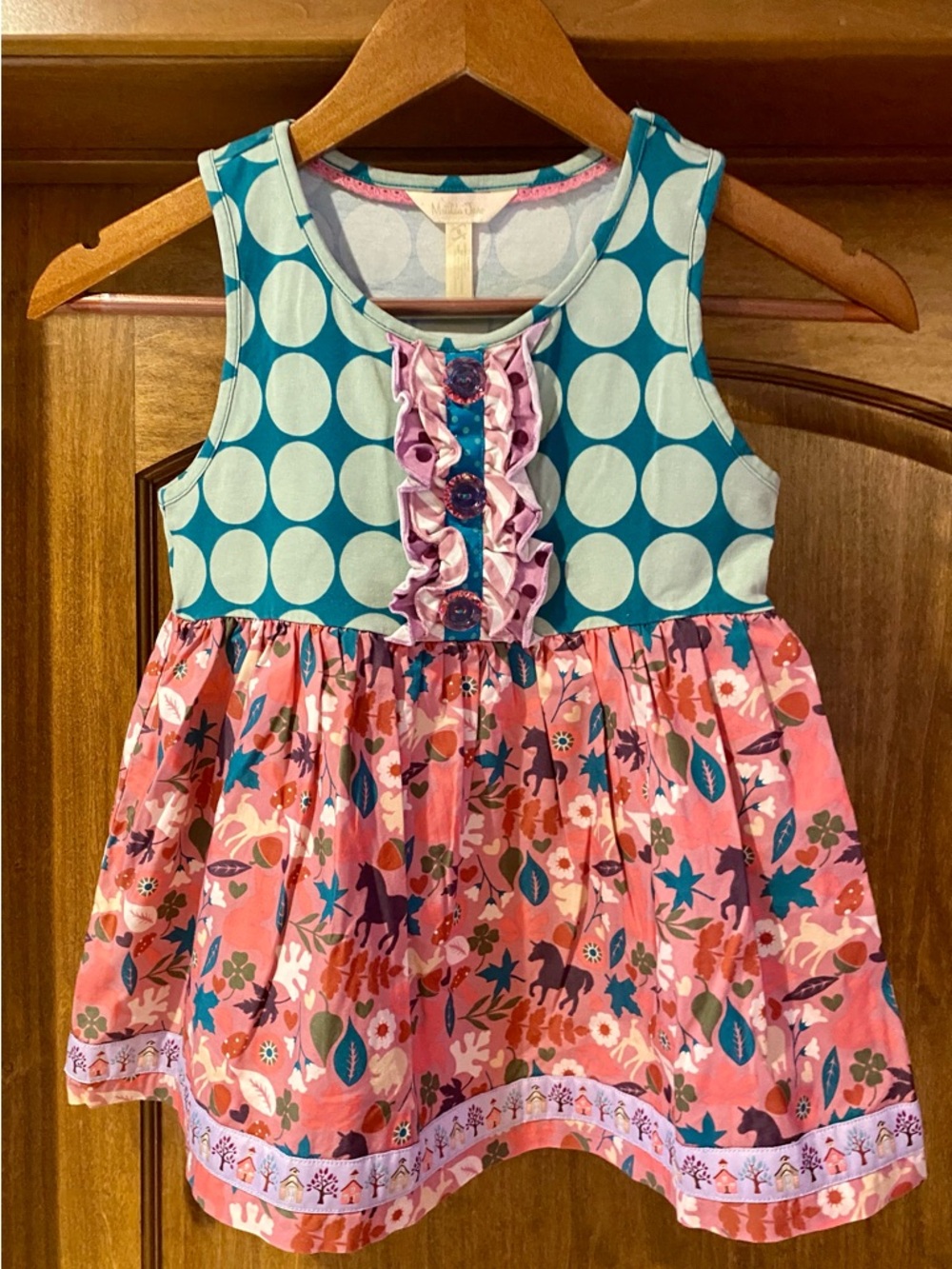 Matilda Jane Girls Teal, Aqua, Purple & Pink Ruffle Tank Top